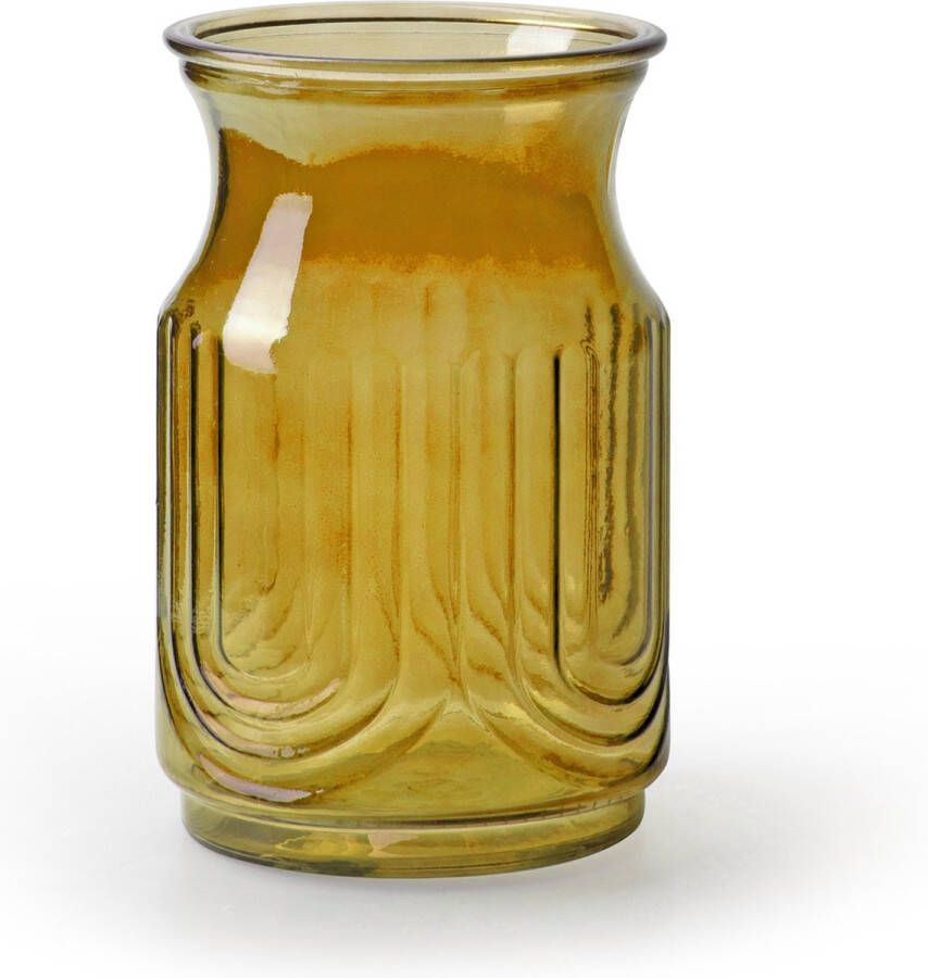 Merkloos Bloemenvaas amber geel transparant glas H20 x D12.5 cm Vazen