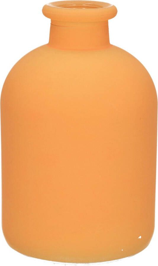 Merkloos Jodeco Bloemenvaas Avignon Fles model glas mat oranje H17 x D11 cm Vazen