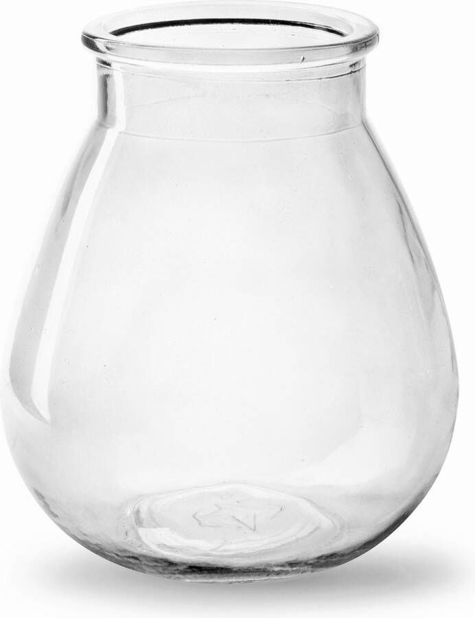 Jodeco Bloemenvaas druppel vorm helder transparant glas H17 x D14 cm