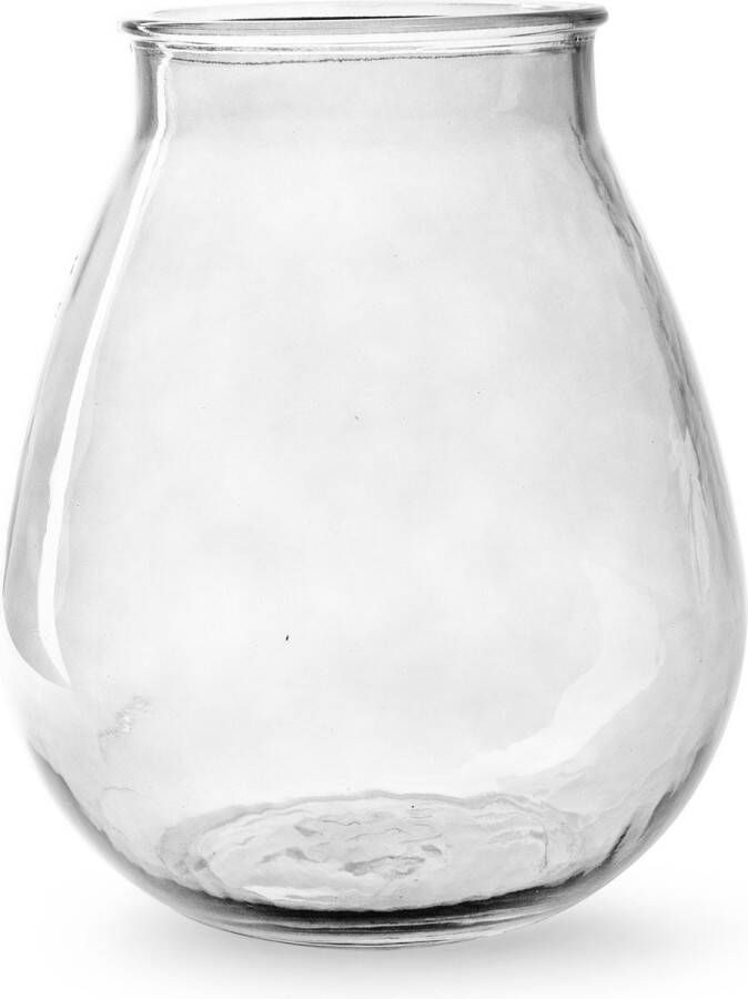 Merkloos Bloemenvaas druppel vorm type helder transparant glas H28 x D24 cm Vazen
