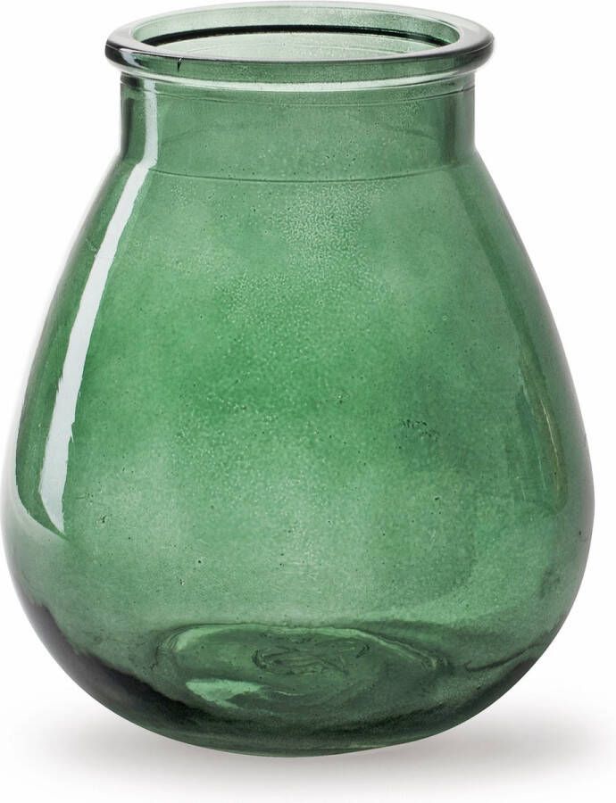 Merkloos Bloemenvaas druppel vorm type mistic groen transparant glas H17 x D14 cm Vazen