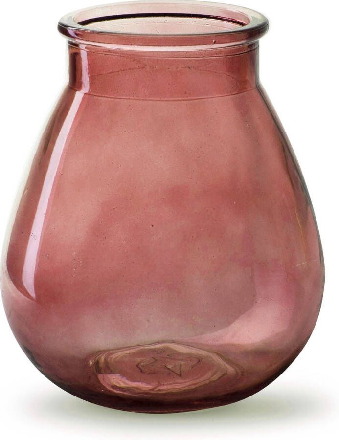 Merkloos Bloemenvaas druppel vorm type rood transparant glas H17 x D14 cm Vazen