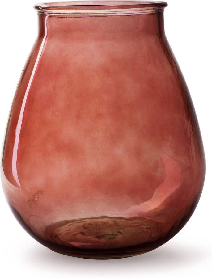 Merkloos Bloemenvaas druppel vorm type rood transparant glas H28 x D24 cm Vazen