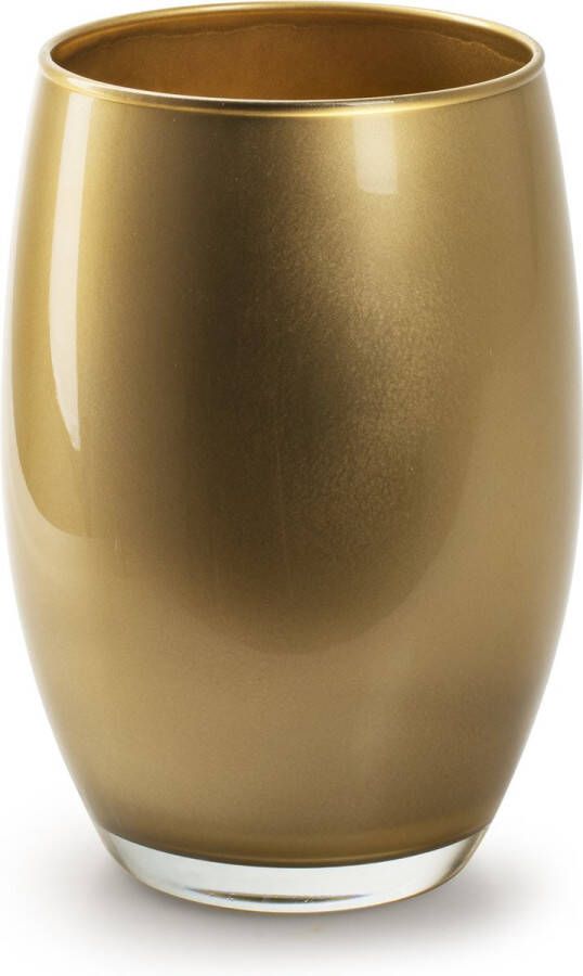 Merkloos Bloemenvaas Galileo goud kleurig stevig glas H20 x D14 cm Vazen