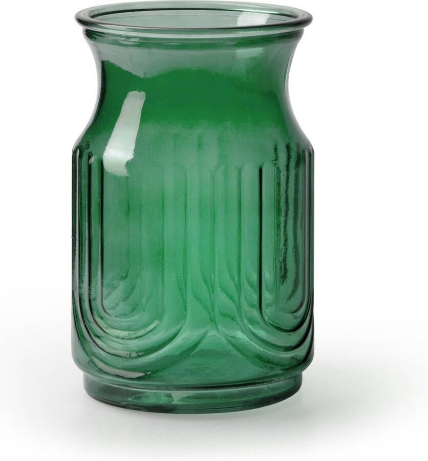 Merkloos Bloemenvaas groen transparant glas H20 x D12.5 cm Vazen