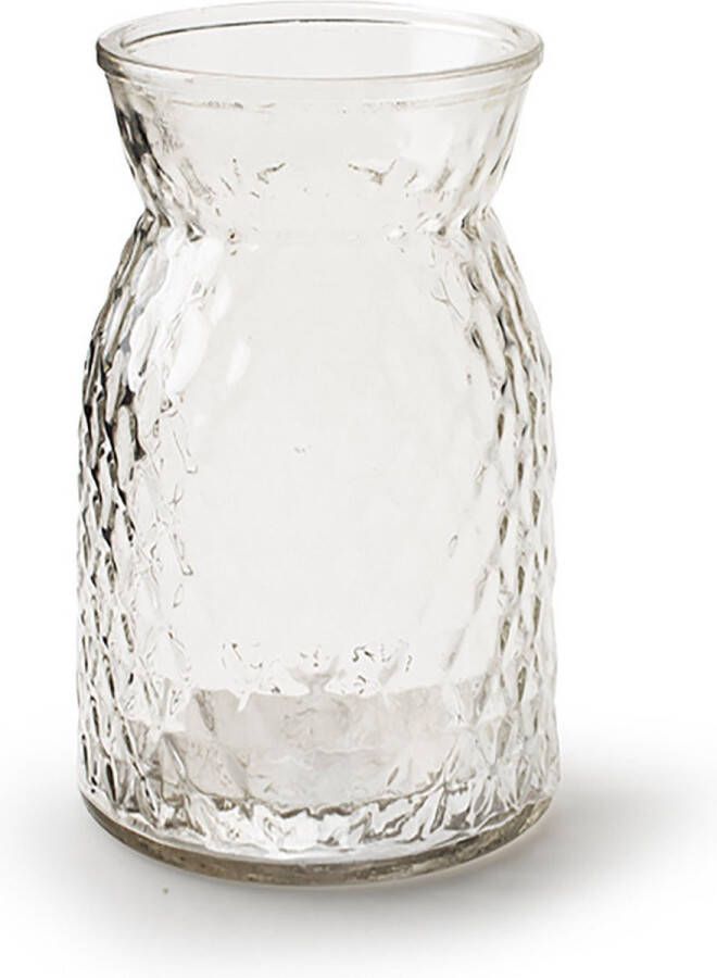 Merkloos Bloemenvaas helder bewerkt transparant glas H25 x D13.5 cm Vazen