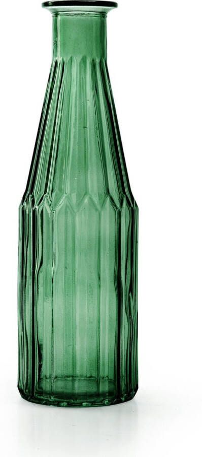 Jodeco Bloemenvaas Marseille Fles model glas groen H25 x D7 cm