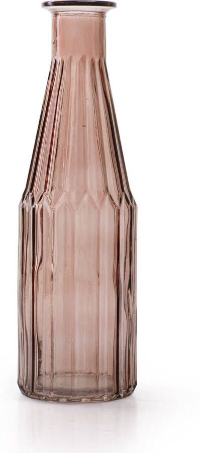 Merkloos Jodeco Bloemenvaas Marseille Fles model glas roze H25 x D7 cm Vazen