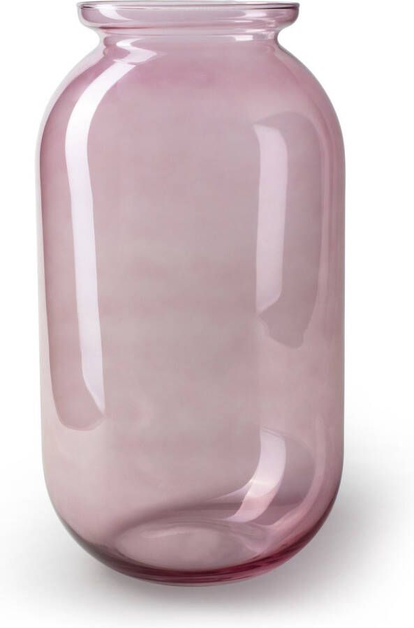 Jodeco Bloemenvaas rond hoog type roze transparant glas H42 x D23 cm