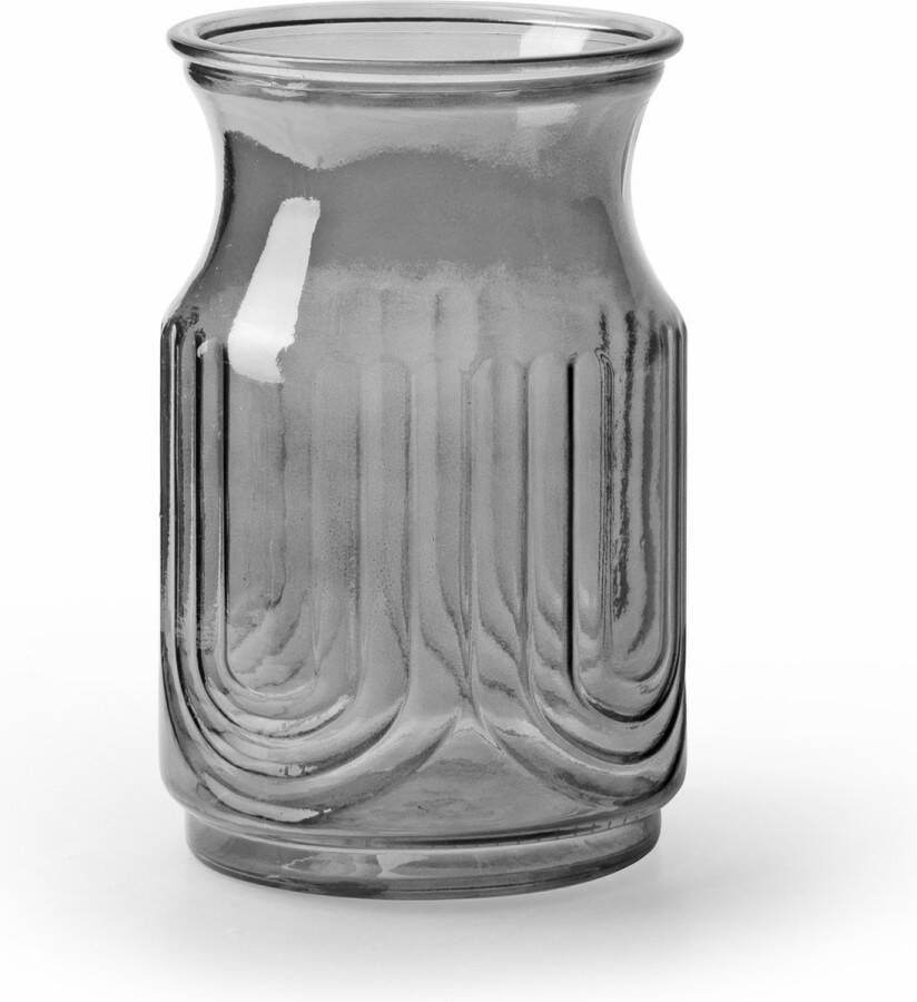 Jodeco Bloemenvaas smoke grijs transparant glas H20 x D12.5 cm