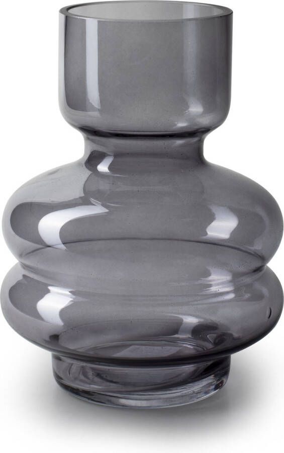 Jodeco Bloemenvaas smoke grijs transparant glas H20 x D15 cm Zeer stijlvolle vorm