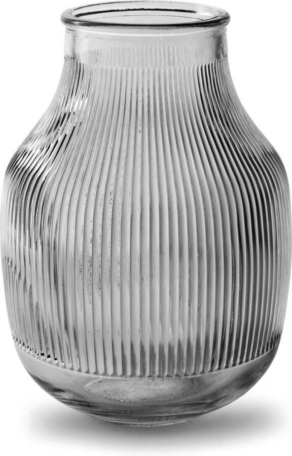 Jodeco Bloemenvaas smoke grijs transparant glas H22 x D15.8 11.3 cm