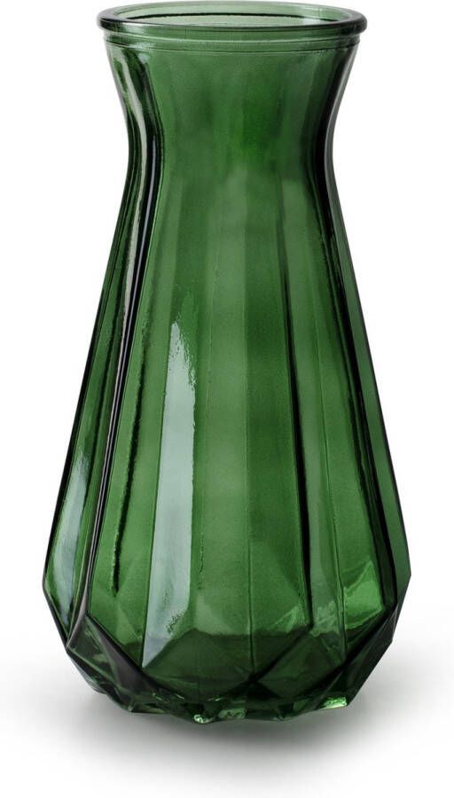 Jodeco Bloemenvaas Stijlvol model groen transparant glas H15 x D10 cm