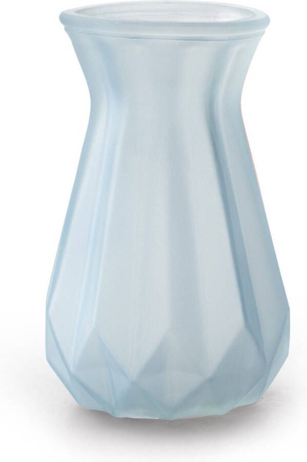 Jodeco Bloemenvaas Stijlvol model lichtblauw transparant glas H15 x D10 cm