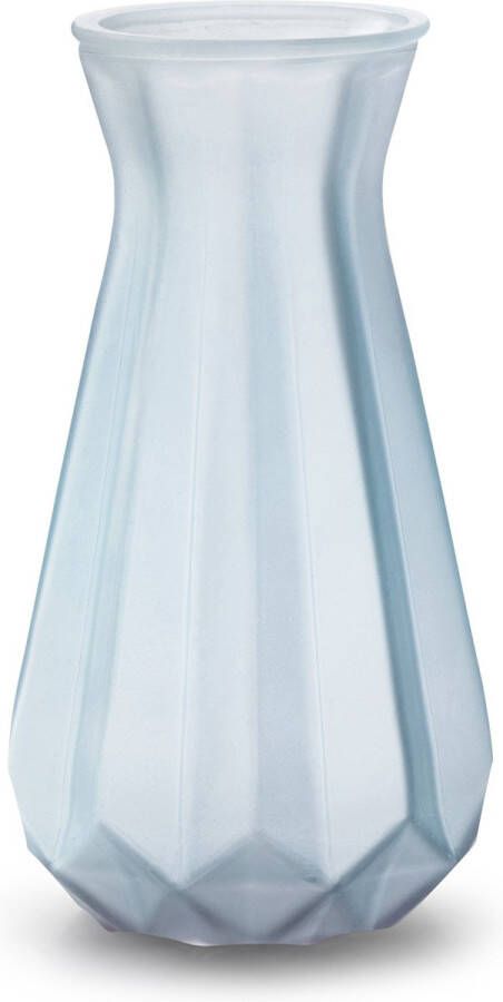 Jodeco Bloemenvaas Stijlvol model lichtblauw transparant glas H18 x D11 5 cm