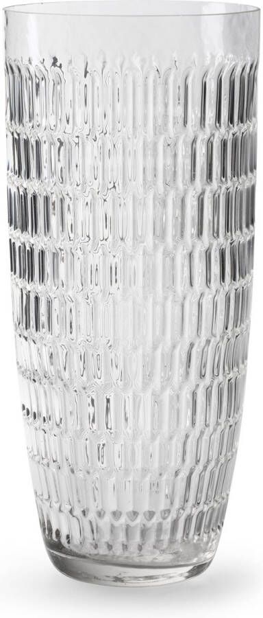 Merkloos Bloemenvaas transparant glas stripes motief H30 x D13 cm Vazen