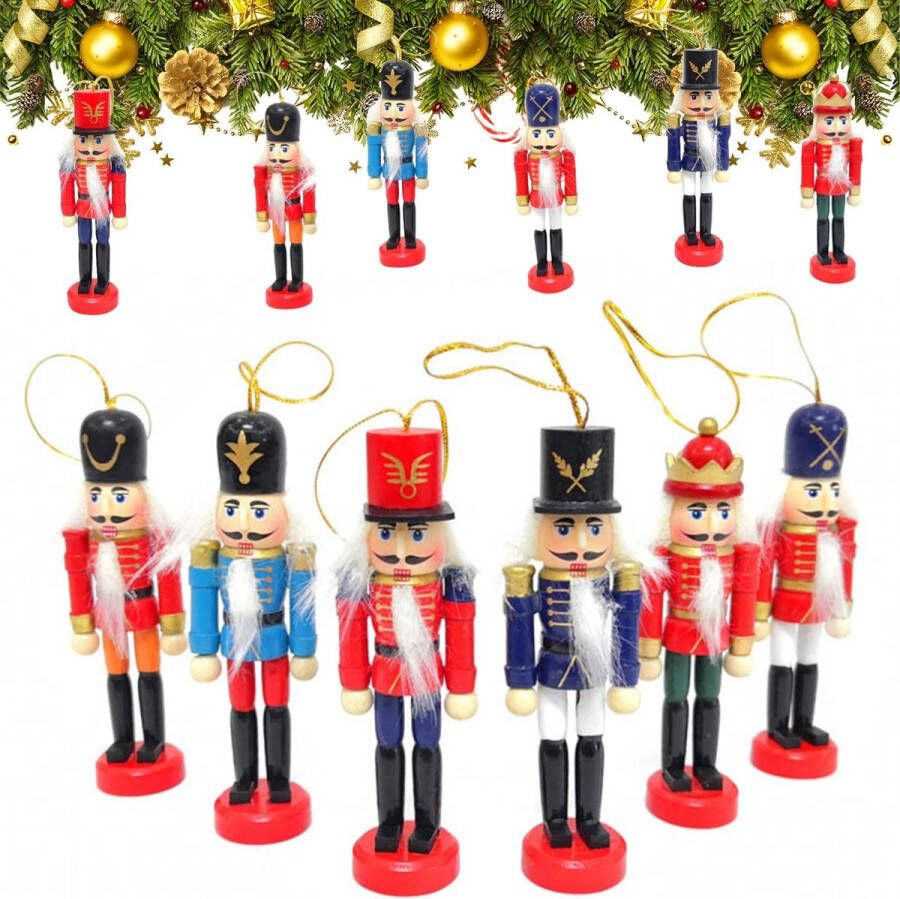 Jodsen Hangende notenkrakers Kerstmis 6 stuks Traditionele houten kerst soldaten Voor in de kerstboom Black Friday 2023 Kerstcadeau