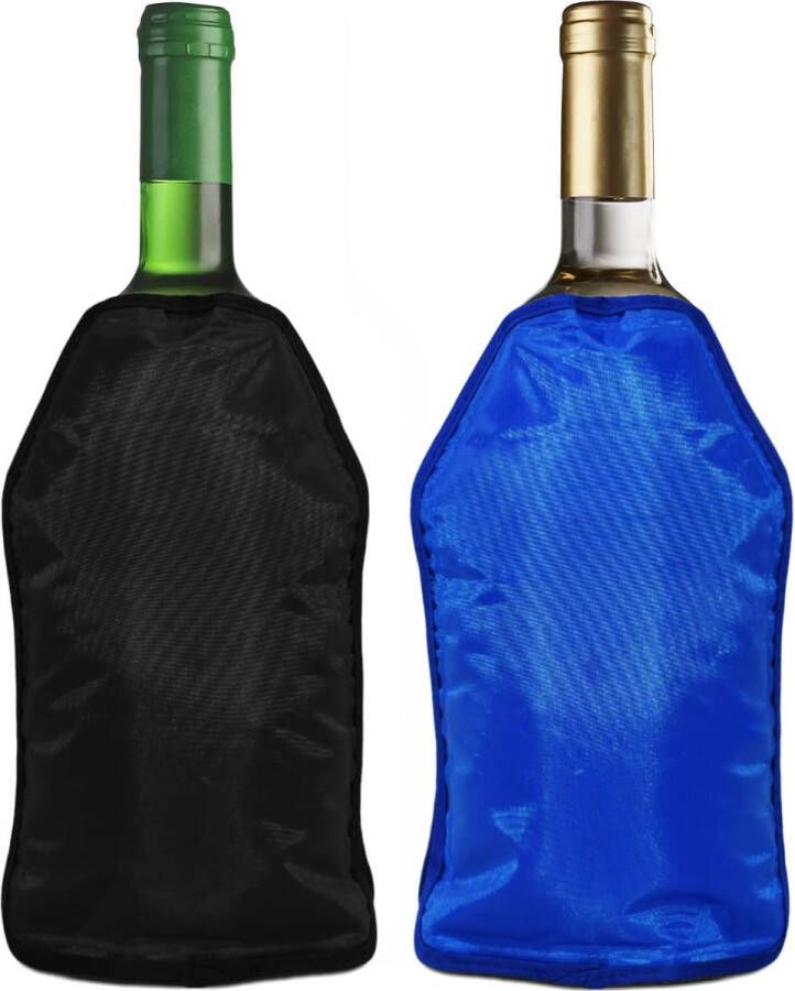 Joeji's Kitchen Wijnkoelkast Champagnekoeler Set van 2 Wijnkoeler Mouwen Zwart & Blauw Perfect voor het koelen van Wijn & Champagneflessen Ideaal voor het diner evenementen