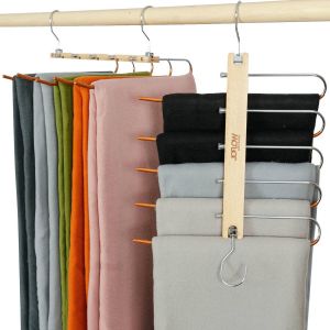 JoFlow Premium 5-in-1 Broekhanger of Kledinghanger Ruimtebesparende Antislip Klerenhanger Hout Bamboe Hang tot wel 5 kledingstukken op!