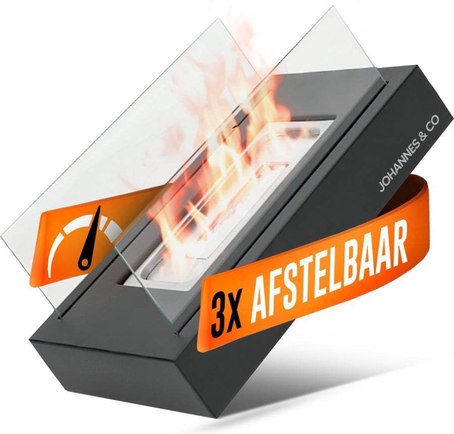 Johannes & Co Bio Ethanol Sfeerhaard XL – Tafelhaard binnen & buiten complete set Aanpasbare vlam Klein medium groot