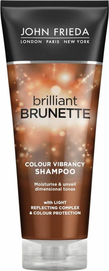 John Frieda Briljante Brunette Vochtinbrengende Shampoo voor alle Brunette Shades vochtinbrengende shampoo voor bruin haar 250ml
