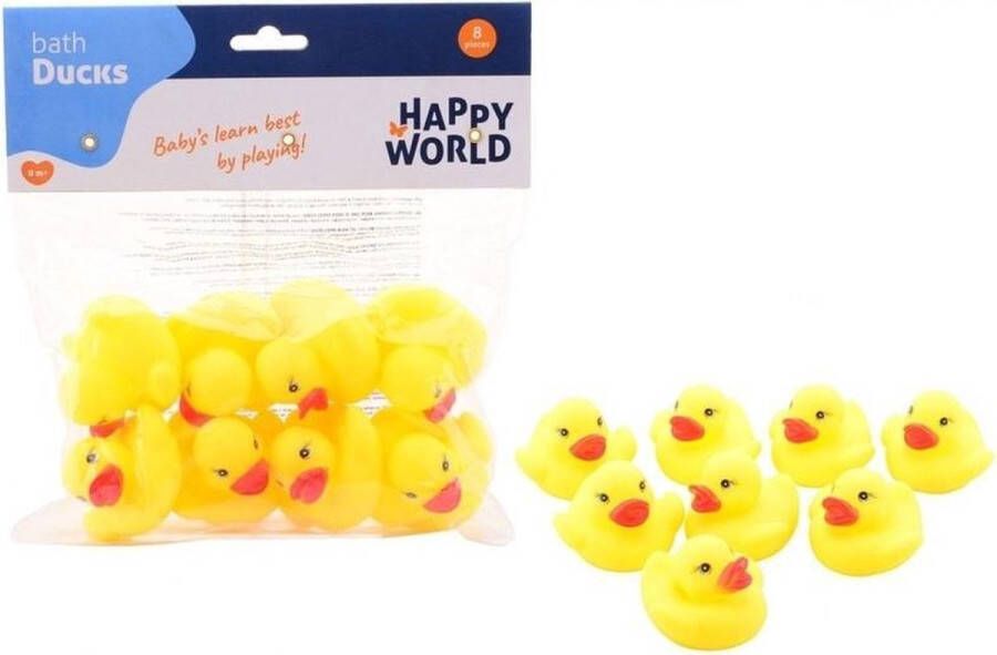 John Toys 16x Badeendjes geel 6 cm Badspeelgoed rubberen eendjes geel 16 stuks