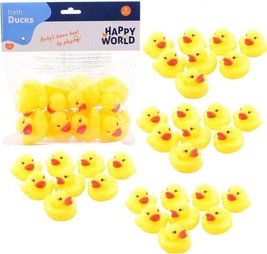 John Toys 40x Badeendjes geel 6 cm Badspeelgoed rubberen eendjes geel 40 stuks