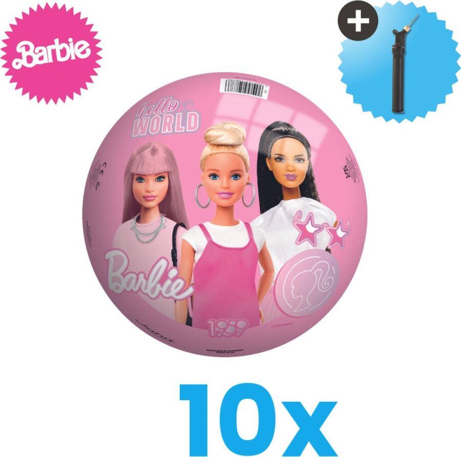John Toys Barbie Lichtgewicht Speelgoed Bal Kinderbal 23 cm Volumebundel 10 stuks Inclusief Balpomp