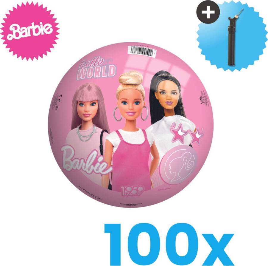 John Toys Barbie Lichtgewicht Speelgoed Bal Kinderbal 23 cm Volumebundel 100 stuks Inclusief Balpomp
