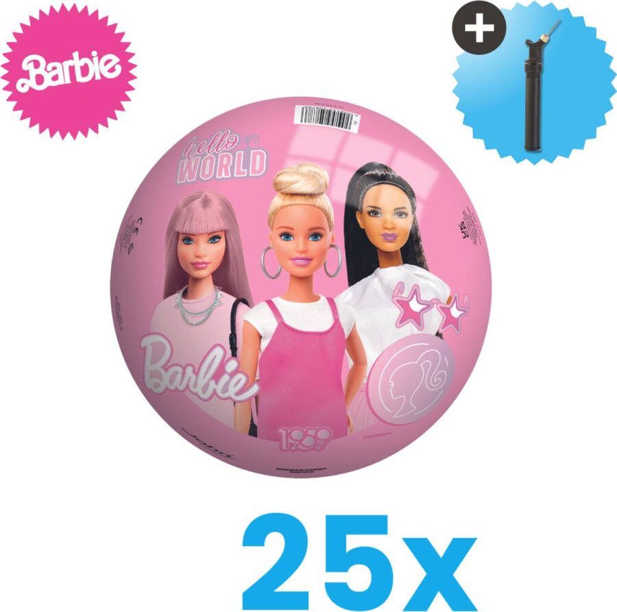 John Toys Barbie Lichtgewicht Speelgoed Bal Kinderbal 23 cm Volumebundel 25 stuks Inclusief Balpomp