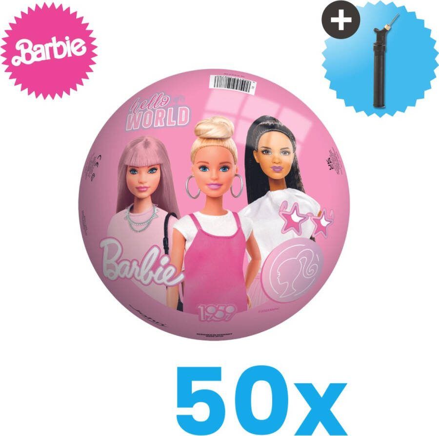 John Toys Barbie Lichtgewicht Speelgoed Bal Kinderbal 23 cm Volumebundel 50 stuks Inclusief Balpomp
