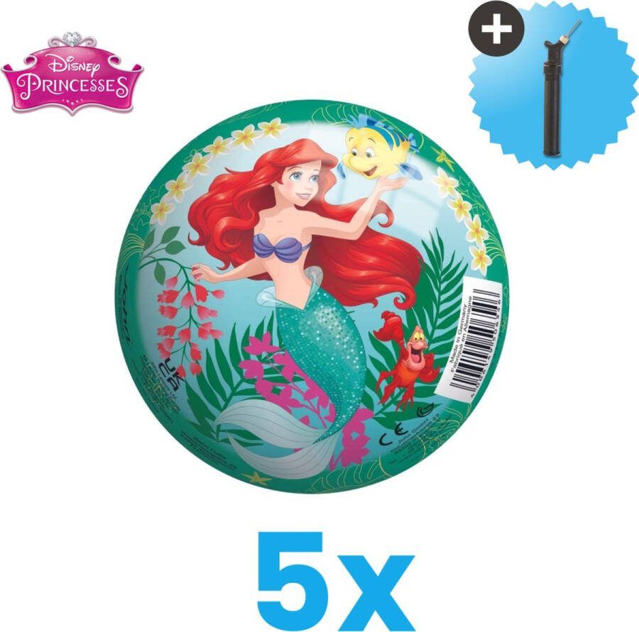 John Toys Disney Princess Lichtgewicht Speelgoed Bal Kinderbal 23 cm Volumebundel 5 stuks Inclusief Balpomp