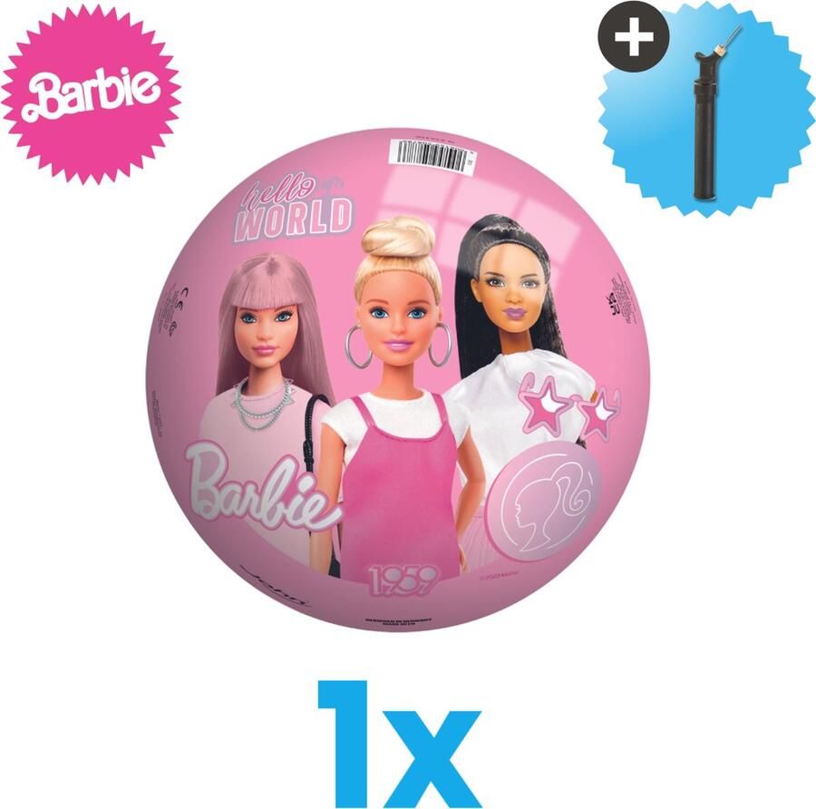 John Toys Barbie Lichtgewicht Speelgoed Bal Kinderbal 23 cm Inclusief Balpomp