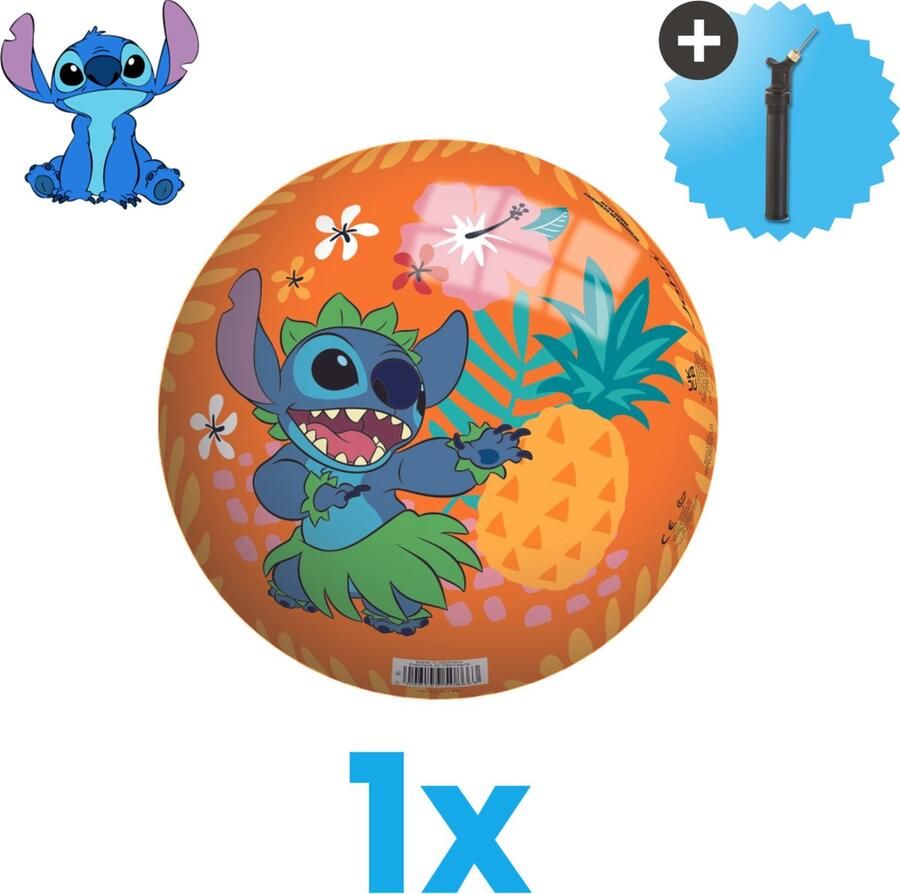 John Toys Disney Stitch Lichtgewicht Speelgoed Bal Kinderbal 23 cm Inclusief Balpomp