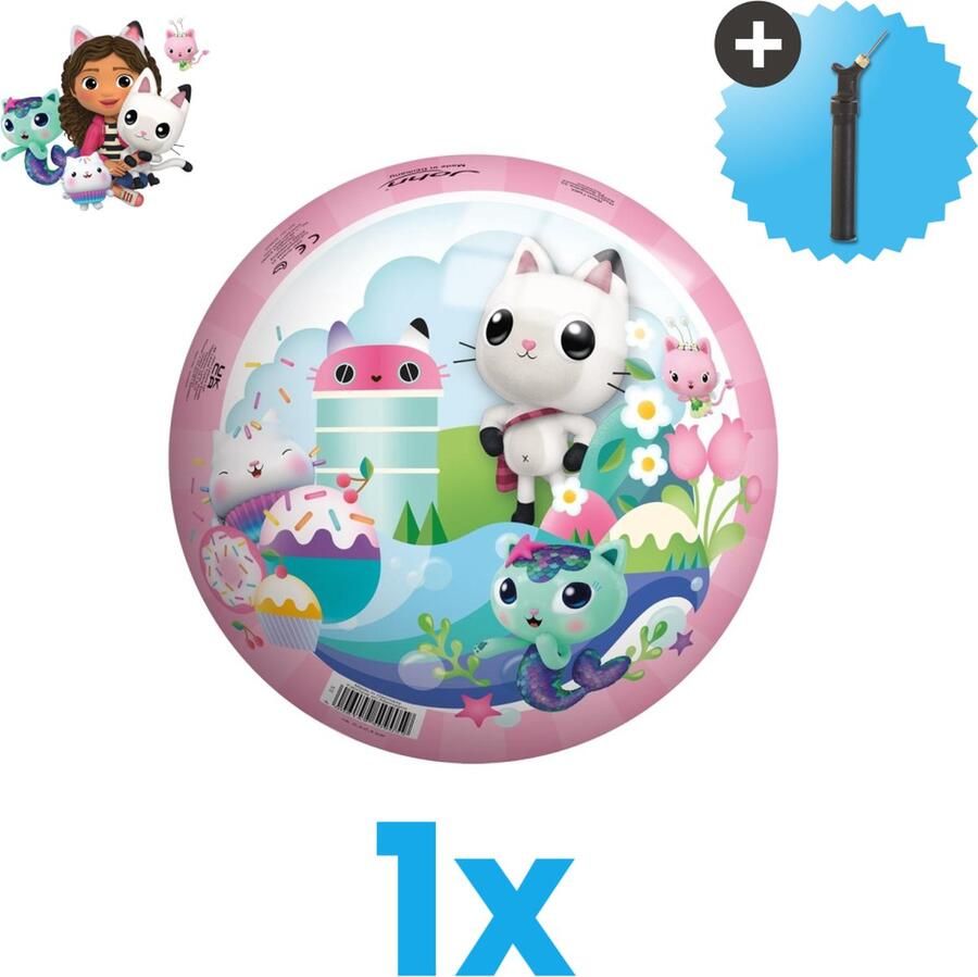 John Toys Gabby's Dollhouse Bal Lichtgewicht Speelgoed Bal Kinderbal 23 cm Inclusief Balpomp