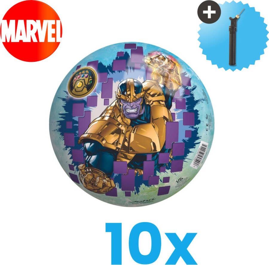 John Toys Marvel Avengers Lichtgewicht Speelgoed Bal Kinderbal 23 cm Volumebundel 10 stuks Inclusief Balpomp