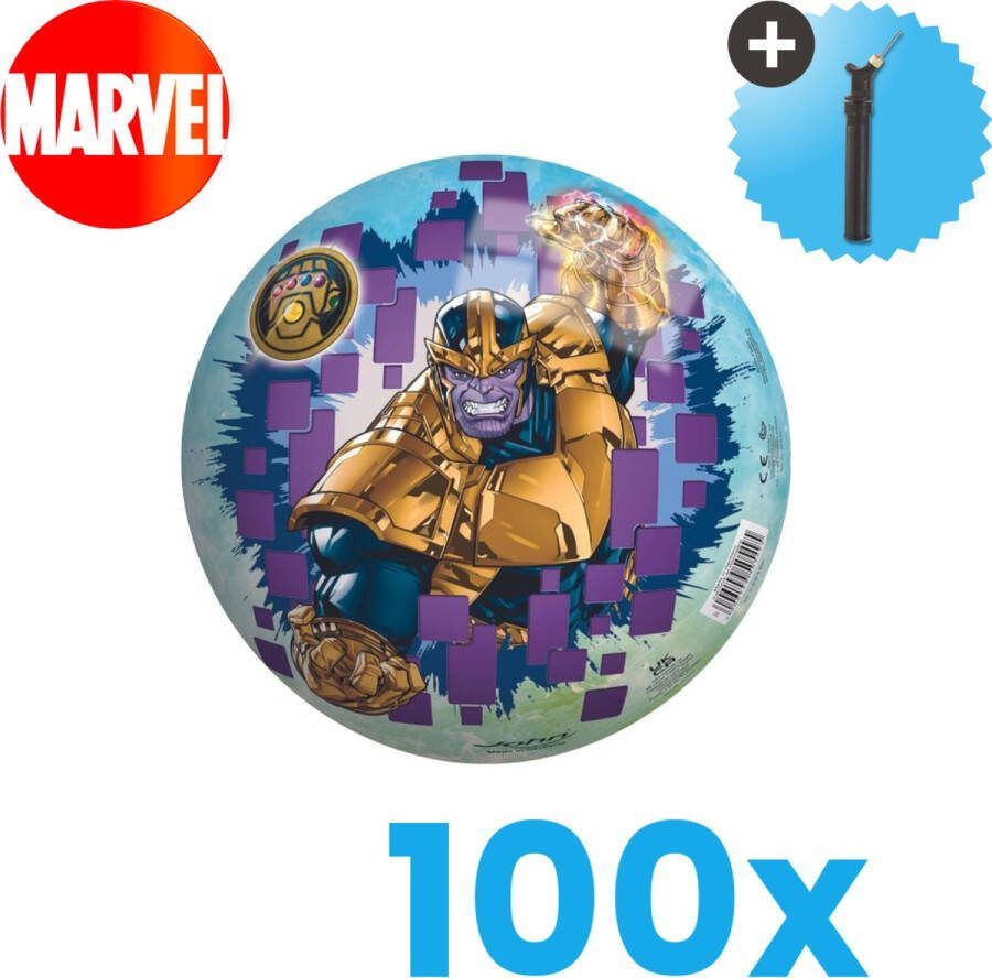 John Toys Marvel Avengers Lichtgewicht Speelgoed Bal Kinderbal 23 cm Volumebundel 100 stuks Inclusief Balpomp