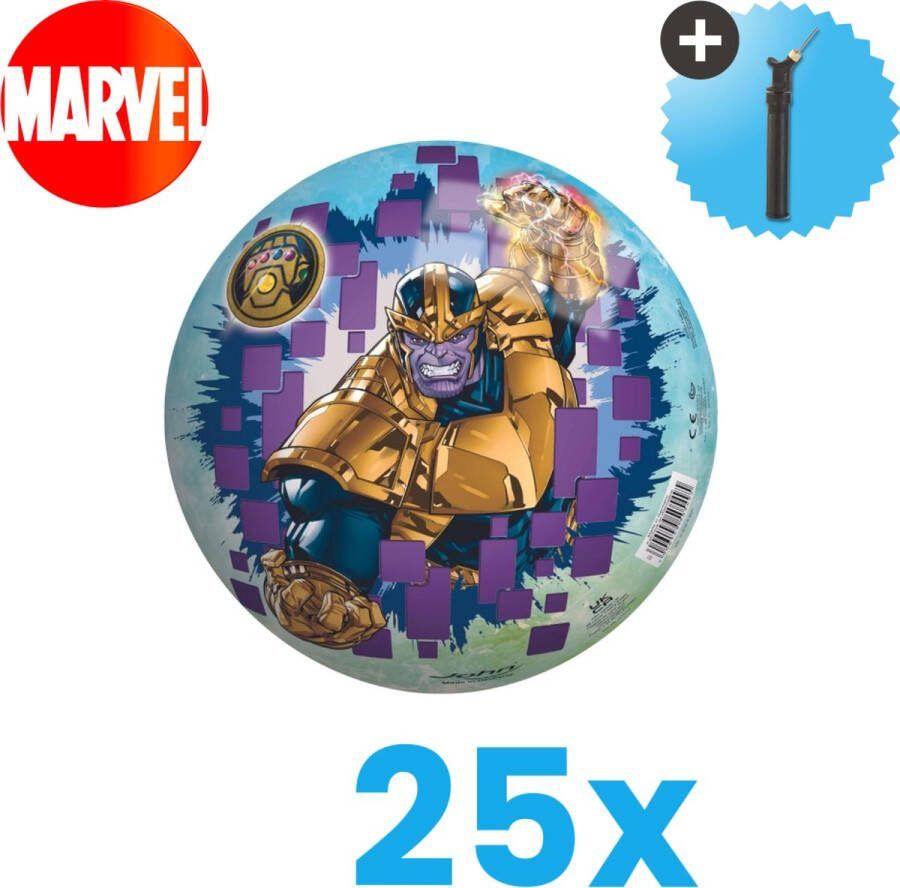 John Toys Marvel Avengers Lichtgewicht Speelgoed Bal Kinderbal 23 cm Volumebundel 25 stuks Inclusief Balpomp