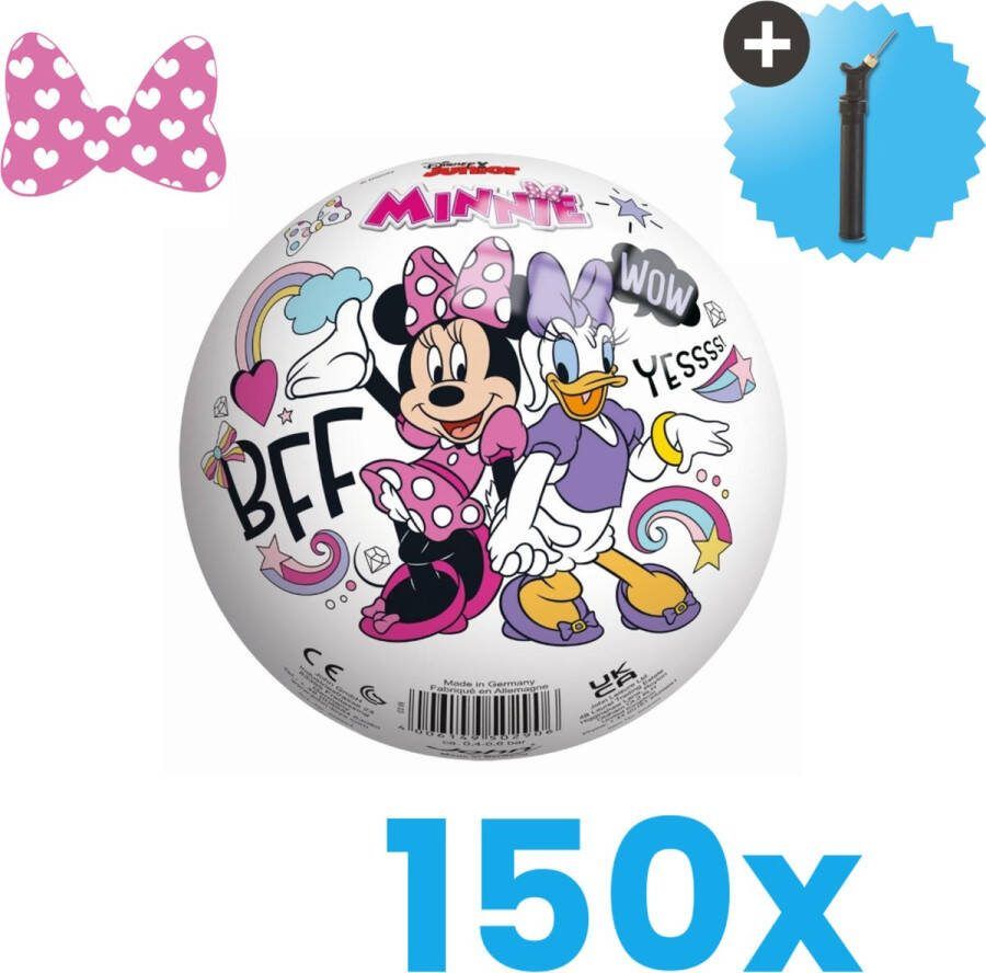 John Toys Minnie Mouse Lichtgewicht Speelgoed Bal Kinderbal 23 cm Volumebundel 150 stuks Inclusief Balpomp