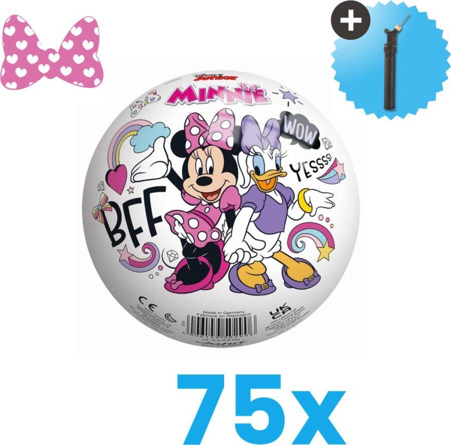 John Toys Minnie Mouse Lichtgewicht Speelgoed Bal Kinderbal 23 cm Volumebundel 75 stuks Inclusief Balpomp