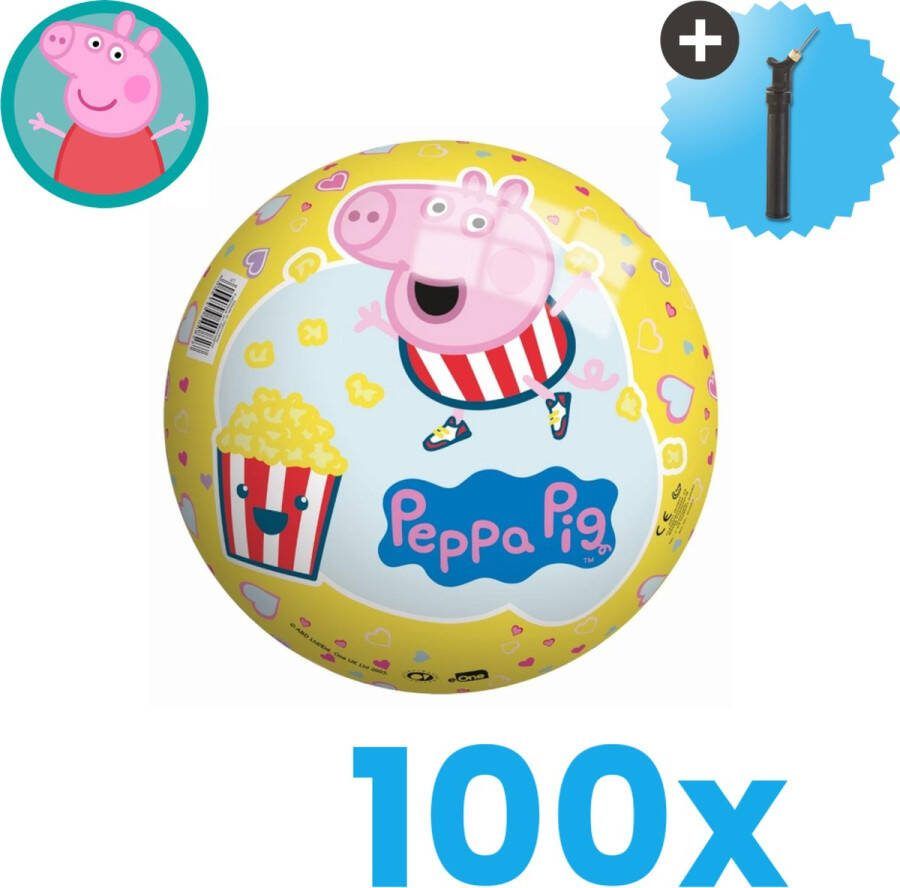 John Toys Peppa Pig Lichtgewicht Speelgoed Bal Kinderbal 23 cm Volumebundel 100 stuks Inclusief Balpomp