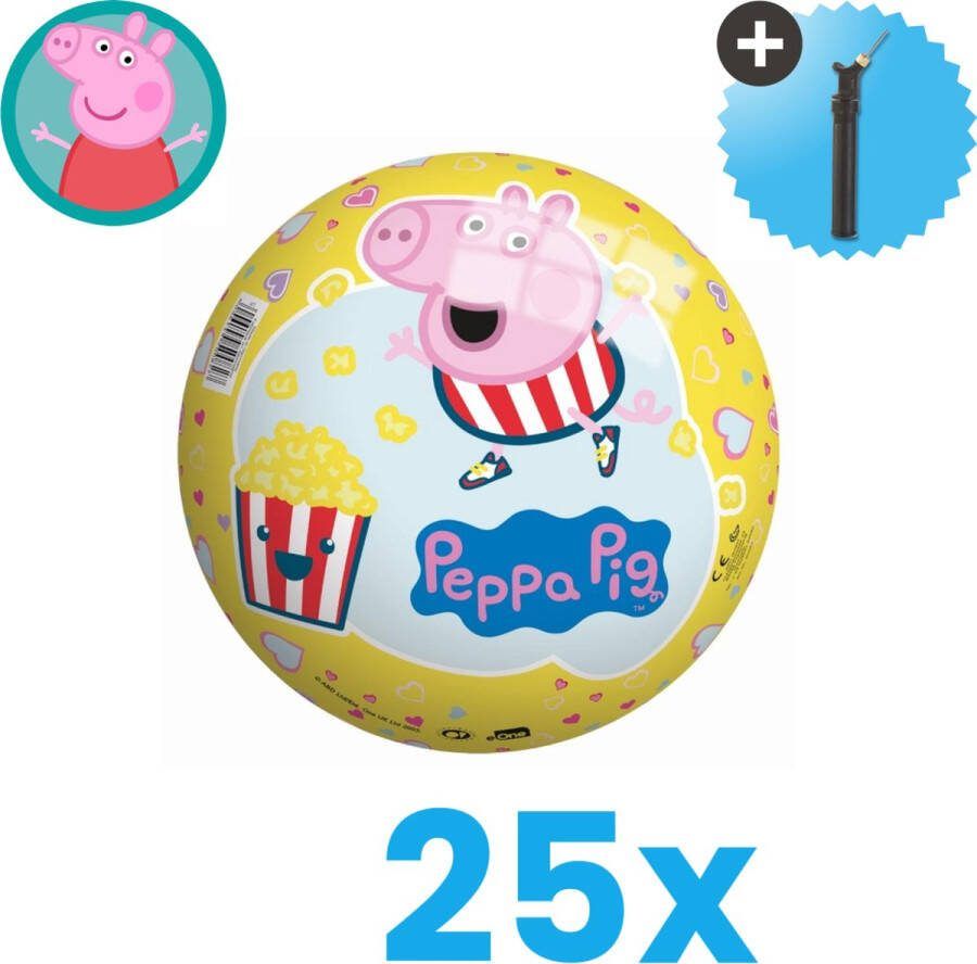 John Toys Peppa Pig Lichtgewicht Speelgoed Bal Kinderbal 23 cm Volumebundel 25 stuks Inclusief Balpomp