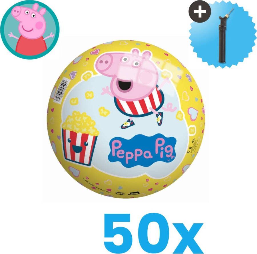 John Toys Peppa Pig Lichtgewicht Speelgoed Bal Kinderbal 23 cm Volumebundel 50 stuks Inclusief Balpomp