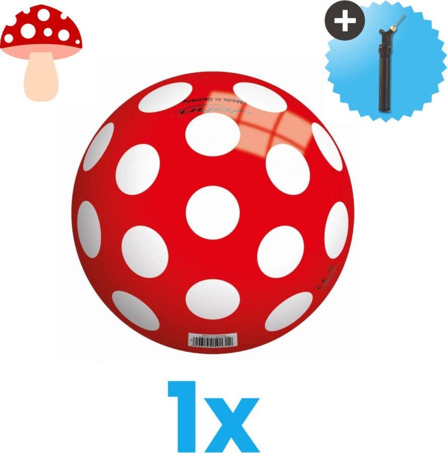 John Toys Rood met witte stippen Lichtgewicht Speelgoed Bal Kinderbal 23 cm Inclusief Balpomp