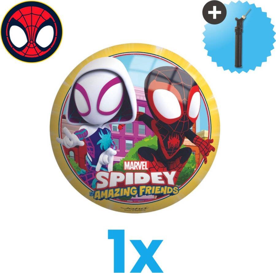 John Toys Spiderman en Friends Lichtgewicht Speelgoed Bal Kinderbal 23 cm Inclusief Balpomp