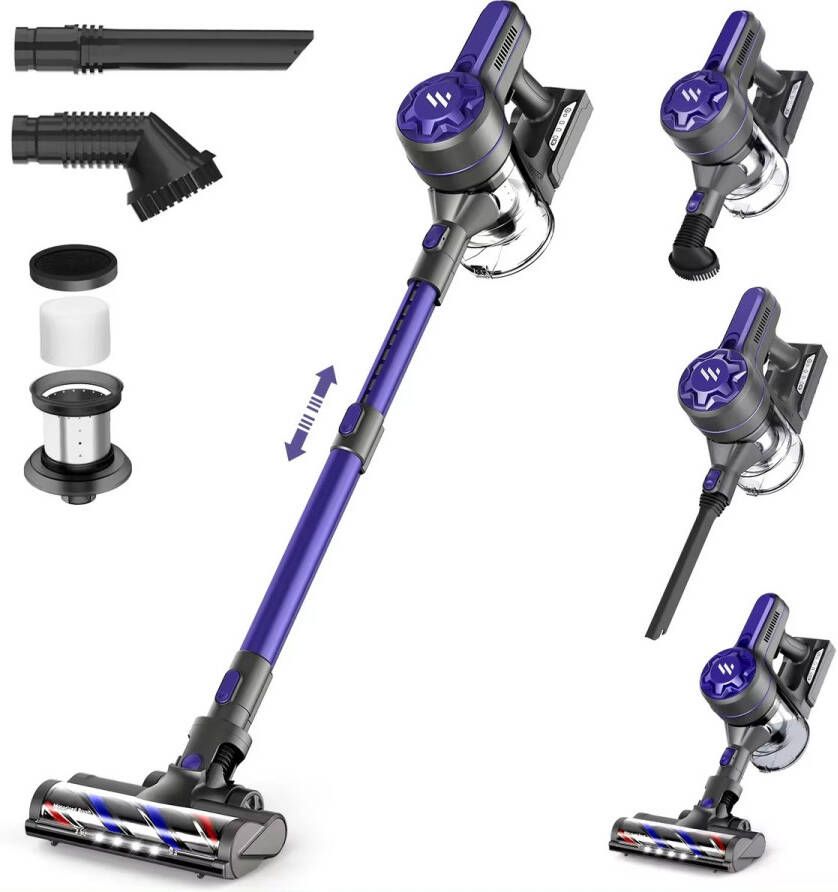 John Yarock Steelstofzuiger Draadloos Zonder Zak Op Accu 4-in-1 Op Batterij 180W Vacuum Cleaner Draadloze stofzuiger