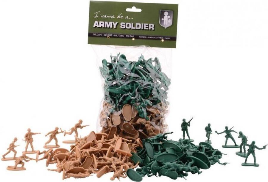 Johntoy Army Soldier 100 Soldaatjes Groen bruin 5 Cm
