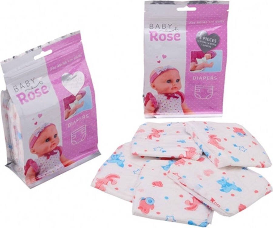 Johntoy Luiers Baby Rose 13 X 20 Cm Katoen Roze blauw 5-delig