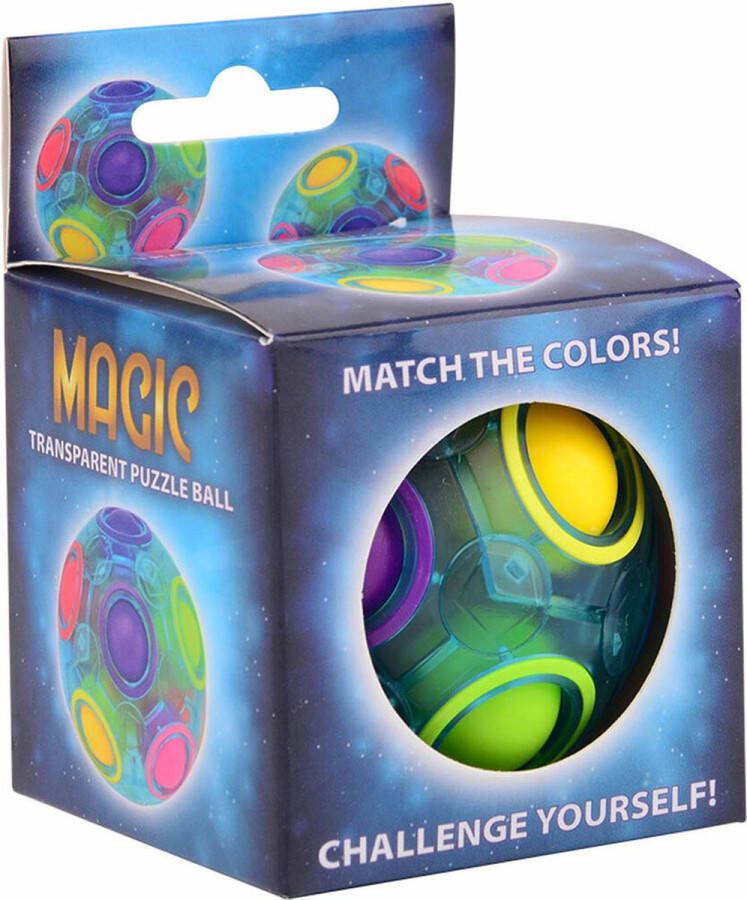 Johntoy Magic Transparante puzzel bal Fidget Zoek de juiste kleur Puzzelen Match de juiste kleuren Breinbreker 6 x 6 cm Breinbreker bal Magische bal Cadeautip Puzzel bal Breinbreker voor kinderen en volwassenen Denkspel