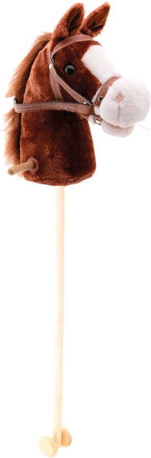 Johntoy Pluche stokpaardje donkerbruin 98 cm met geluid Paarden pony speelgoed Stokpaardjes stokpaarden